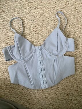 Garage Pale Blue Sculpted Bustier Top